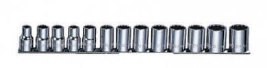 Набор головок торцевых 12-гранных MAXI-DRIVE 1/2"DR на держателе, SAE 3/8--1-1/8", 13 предметов Jonnesway купить