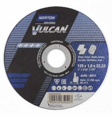  Диск отрезной 125x3x22,23 мм A30S T41 Norton Vulcan купить