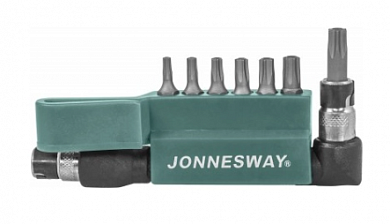  Комплект вставок-бит 1/4"DR T-TORX®, T10H-T40H, c Г-образным приводом, 8 предметов Jonnesway купить
