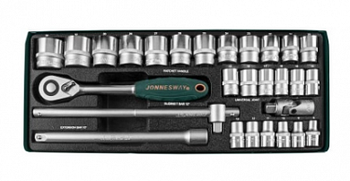  Набор головок торцевых 1/2"DR, 8-34 мм, 28 предметов Jonnesway купить