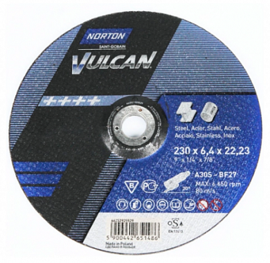  Круг зачистной Vulcan 125 x 6,4 x 22,23 мм A 30 P-BF27 мет/нерж купить