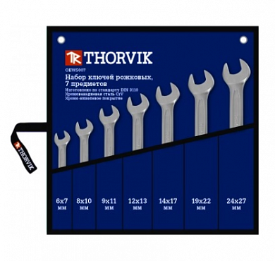  Набор ключей гаечных рожковых в сумке, 6-27 мм, 7 предметов Thorvik купить