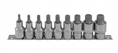  Набор насадок торцевых 1/2"DR с вставками-битами SPLINE на держателе, M5-M18, 9 предметов Ombra купить